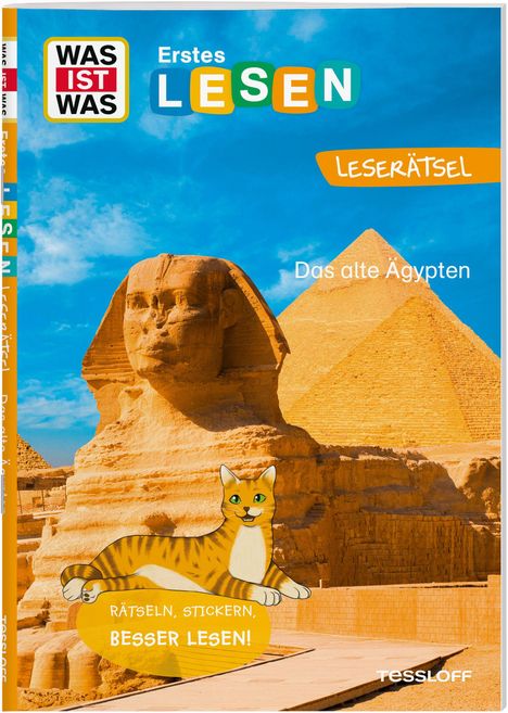 "Erstes LESEN", "Leserätsel", "Das alte Ägypten", "Rätseln, stickern, besser lesen!", vor Sphinx und Pyramiden.