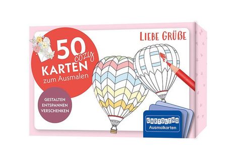50 cozy Karten zum Ausmalen - Liebe Grüße, Diverse
