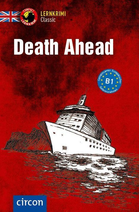 Der Text "Death Ahead" steht groß in der Mitte. Ein Schiff fährt auf ein rotes Meer zu. "B1" in einem blauen Kreis.