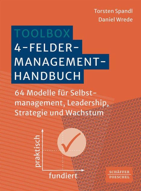 Titel: "TOOLBOX 4-FELDER-MANAGEMENT-HANDBUCH". Unten: "64 Modelle für Selbstmanagement, Leadership, Strategie und Wachstum".