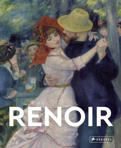 „RENOIR“ steht in Weiß über einer eleganten Tanzszene im Freien, mit einem Paar in inniger Umarmung und fröhlicher Gesellschaft.