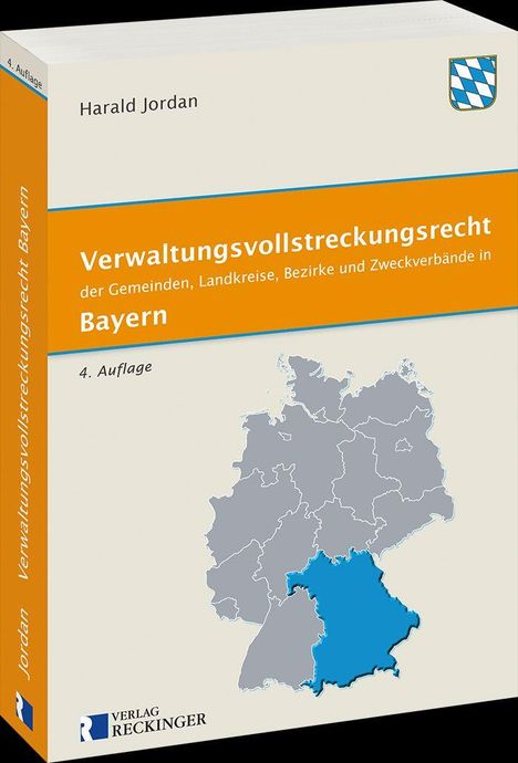 Titel: "Verwaltungsvollstreckungsrecht in Bayern"; Autor: Harald Jordan; Karte von Deutschland, Bayern hervorgehoben.
