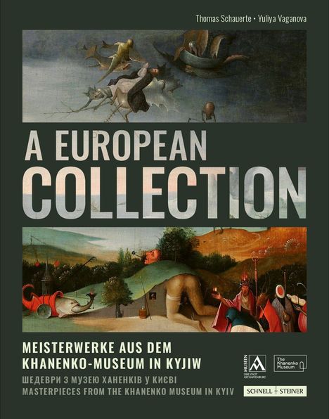 "A European Collection. Meisterwerke aus dem Khanenko-Museum in Kyjiw. Illustration eines surrealen Gemäldes mit Fabelwesen."