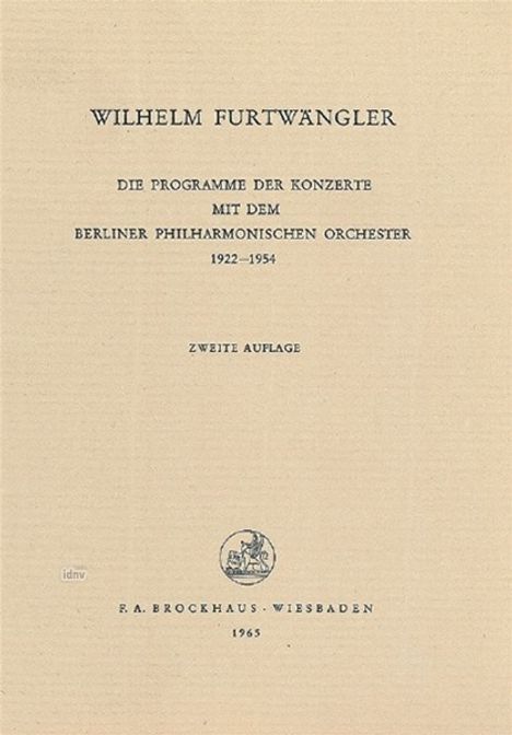Wilhelm Furtwängler: Programme der Konzerte mit dem Berliner Philharmonischen Orchester 1922-1954, Buch