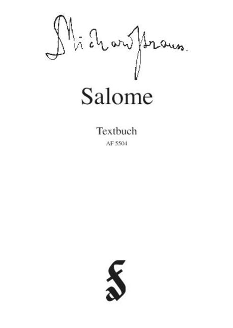 Richard Strauss (1864-1949): Salome. Libretto, Buch