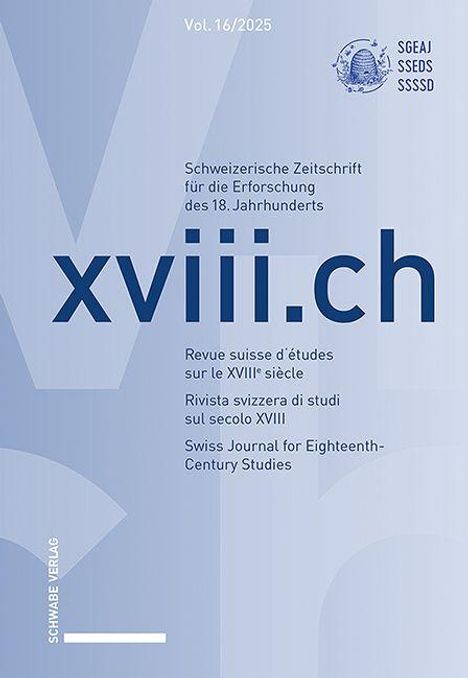 Vol. 16/2025. xviii.ch. Text über die Erforschung des 18. Jahrhunderts in mehreren Sprachen. Oberer Bereich enthält ein Logo.