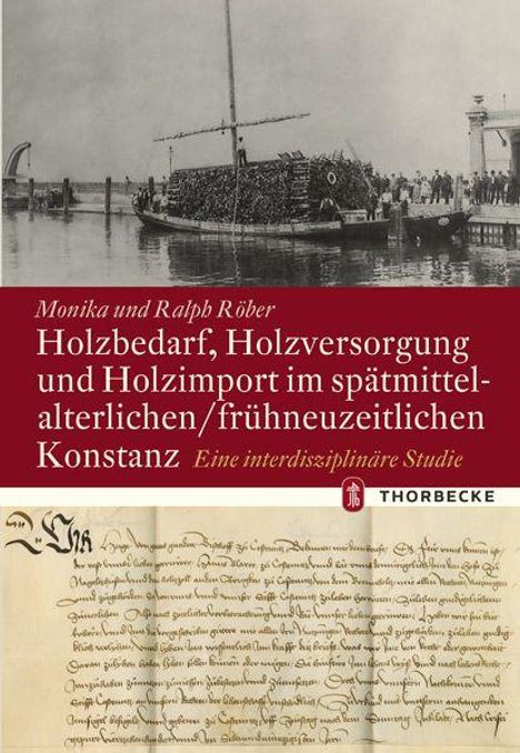 Monika und Ralph Röber: Holzbedarf im spätmittelalterlichen Konstanz. Schwarzweiß-Foto eines Holztransports auf Wasser.