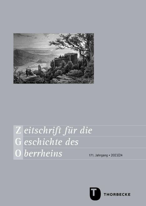Zeitschrift für die Geschichte des Oberrheins, 170. Jahrgang, 2022. Oben eine Schwarz-Weiß-Illustration einer Landschaft.