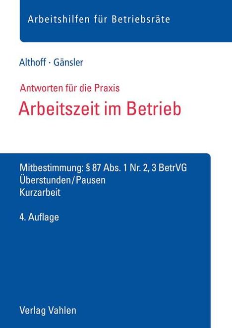 Lars Althoff: Arbeitszeit im Betrieb, Buch