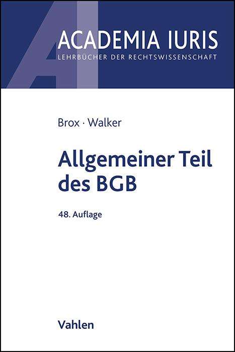 Hans Brox: Allgemeiner Teil des BGB, Buch