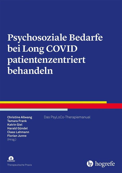 "Psychosoziale Bedarfe bei Long COVID patientenzentriert behandeln" steht in Weiß auf dunkelblauem Hintergrund.
