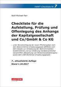 Wolf-Michael Farr: Checkliste 7 für die Aufstellung, Prüfung und Offenlegung des Anhangs der Kapitalgesellschaft und Co/GmbH &amp; Co KG, Buch