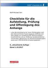 Wolf-Michael Farr: Checkliste 1 für die Aufstellung, Prüfung und Offenlegung des Anhangs, Buch