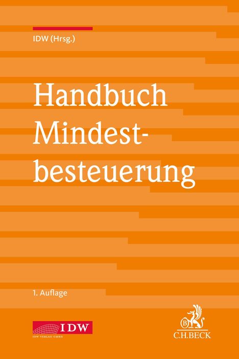 IDW (Hrsg.), Handbuch Mindestbesteuerung, 1. Auflage. Orange Streifen, zwei Verlagslogos unten.