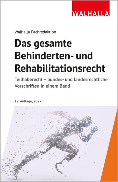 "Das gesamte Behinderten- und Rehabilitationsrecht." Illustration: Mensch aus Partikeln in Bewegung.
