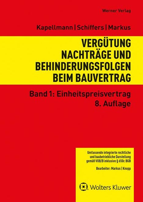 Klaus D. Kapellmann: Vergütung, Nachträge und Behinderungsfolgen beim Bauvertrag, Buch