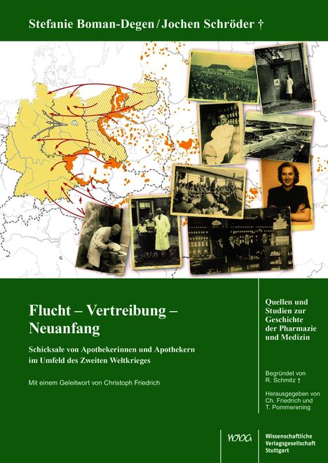 "Flucht – Vertreibung – Neuanfang" steht im Mittelpunkt. Verschiedene historische Fotos und eine Karte sind zu sehen.