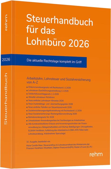 Marie Camille Meer: Steuerhandbuch für das Lohnbüro 2026, Buch