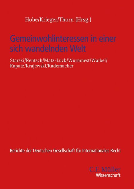 Titel: "Gemeinwohlinteressen in einer sich wandelnden Welt". Herausgeber und Autoren sowie Verlag C.F. Müller. Roter Hintergrund.
