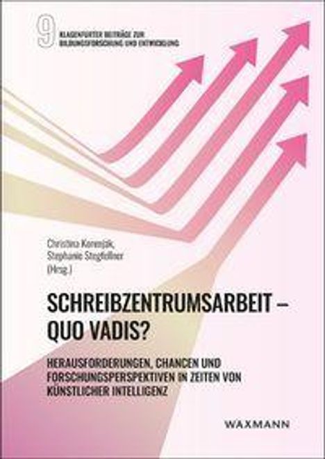 „Schreibzentrumsarbeit – Quo vadis?” ist der Titel. Rosa Pfeile weisen nach oben rechts. Oben links ist die Zahl 9.