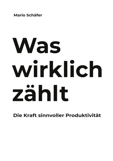 Mario Schäfer: Was wirklich zählt, Buch