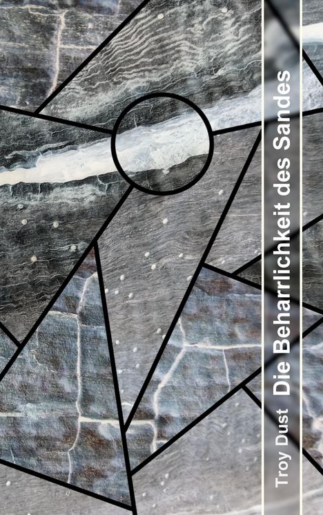 Troy Dust, Die Beharrlichkeit des Sandes. Eine abstrakte Komposition aus Linien und texturierten Flächen in Grautönen.