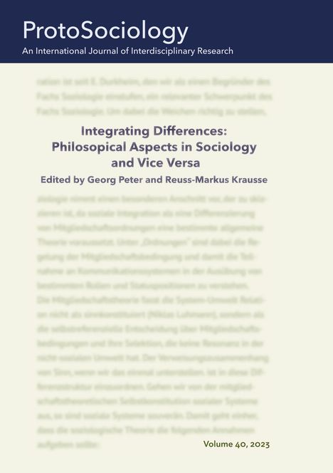 Integrating Differences: Philosopical Aspects in Sociology and Vice Versa, Buch
