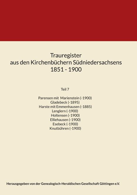 Trauregister aus den Kirchenbüchern Südniedersachsens 1851 - 1900, Buch