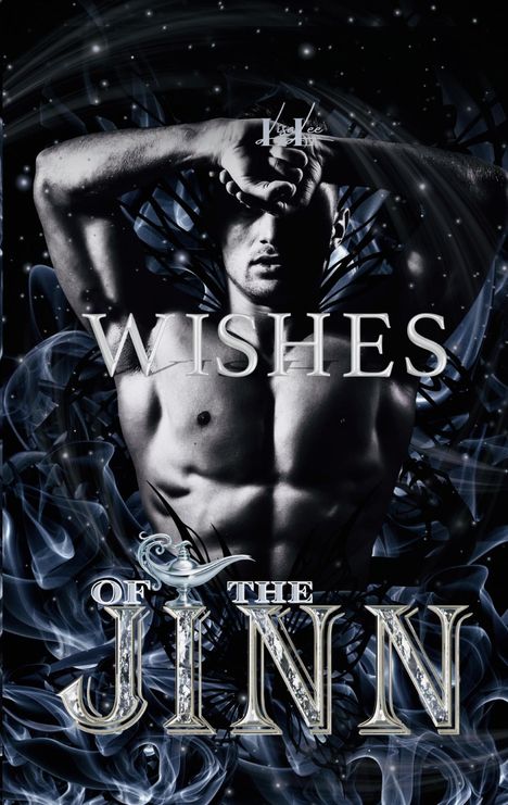 Texte: "WISHES OF THE JINN".  
Ein muskulöser Mann mit rauchigen, mystischen Effekten im Hintergrund.