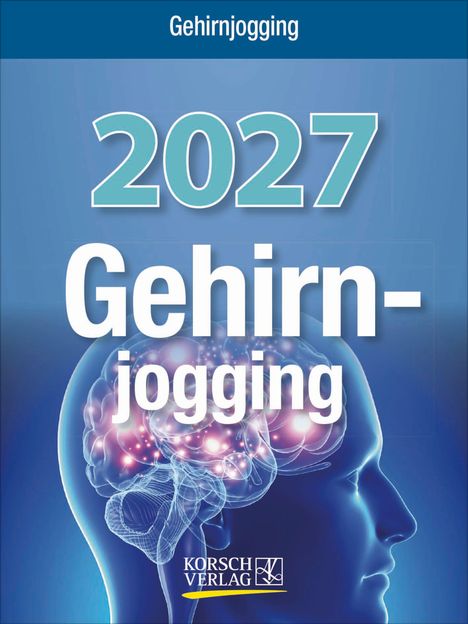 "2027 Gehirnjogging" steht im Mittelpunkt. Ein blaues Profil eines Kopfes mit hervorgehobenem Gehirn.