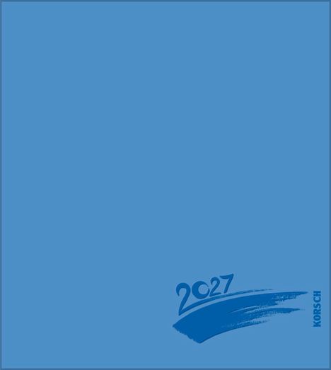"2027" in Blau mit Pinselstrich, rechts steht "KORSCH". Hintergrund hellblau.