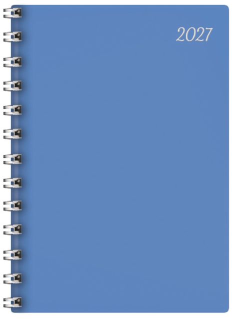 „2027“ in eleganter Schrift oben rechts; einfacher hellblauer Spiralblock.