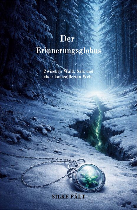 „Der Erinnerungsglobus“, „Zwischen Wald, Salz und einer kontrollierten Welt.“ Winterlicher Wald mit Kette.