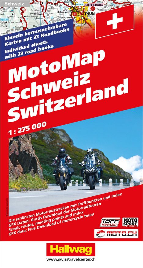 Schweiz MotoMap 1:275 000 Motorradkarte, Karten