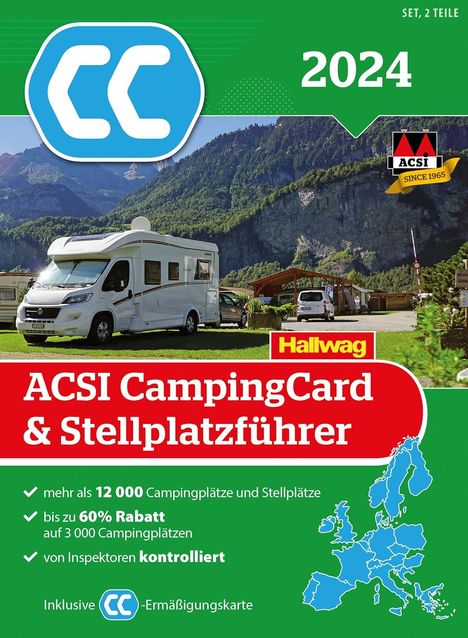 ACSI CampingCard &amp; Stellplatzführer Europa 2024, 2 Bücher