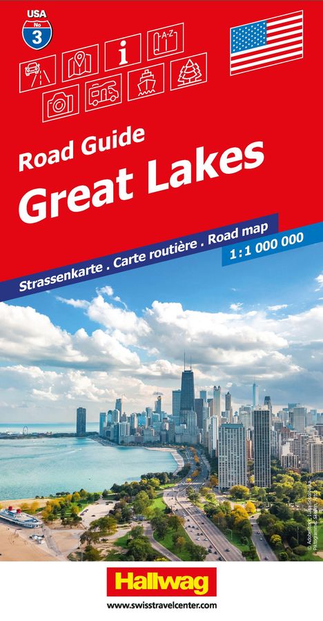 Hallwag Strassenkarte USA, Great Lakes 1:1 Mio., Karten