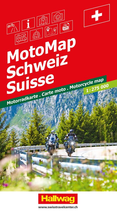 Hallwag MotoMap Motorradkarte Schweiz 1:275.000, Karten