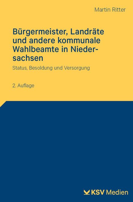 „Bürgermeister, Landräte und andere kommunale Wahlbeamte in Niedersachsen“, gelbes Cover mit blauem Text, Logo unten.