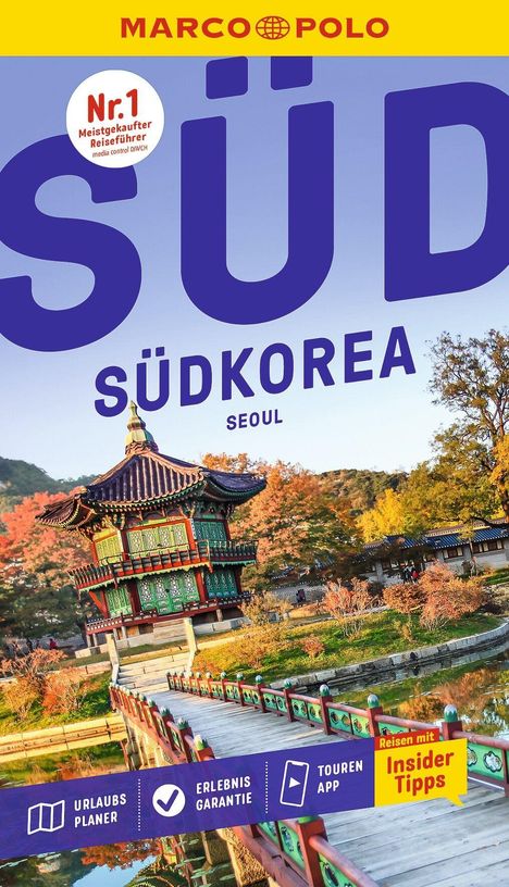 Oben: "Nr.1 Meistgekaufter Reiseführer", "MARCO POLO". Titel: "SÜDKOREA SEOUL". Unten: Urlaubstipps, Erlebnisgarantie.
