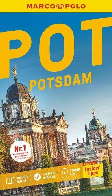 Text: "POT POTSDAM", "Nr. 1 meistgekaufter Reiseführer", "Urlaubsplaner", "Erlebnisgarantie", "Touren App", "Insider Tipps". Historische Gebäude im Hintergrund.