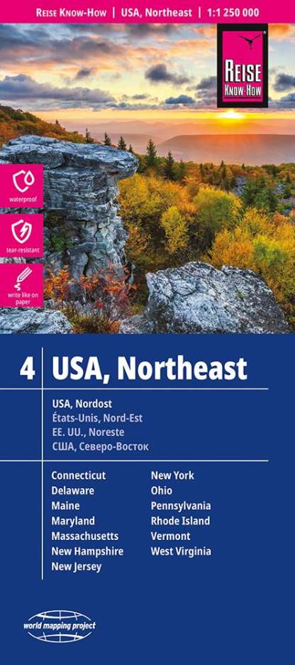 Reise Know-How Landkarte USA, Nordost / USA, Northeast (1:1.250.000) : Maine, Maryland, New York, Ohio, West Virginia, ..., Karten