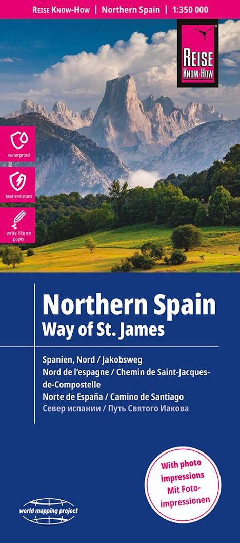 Reise Know-How Landkarte Spanien Nord mit Jakobsweg / Northern Spain and Way of St. James (1:350.000), Karten