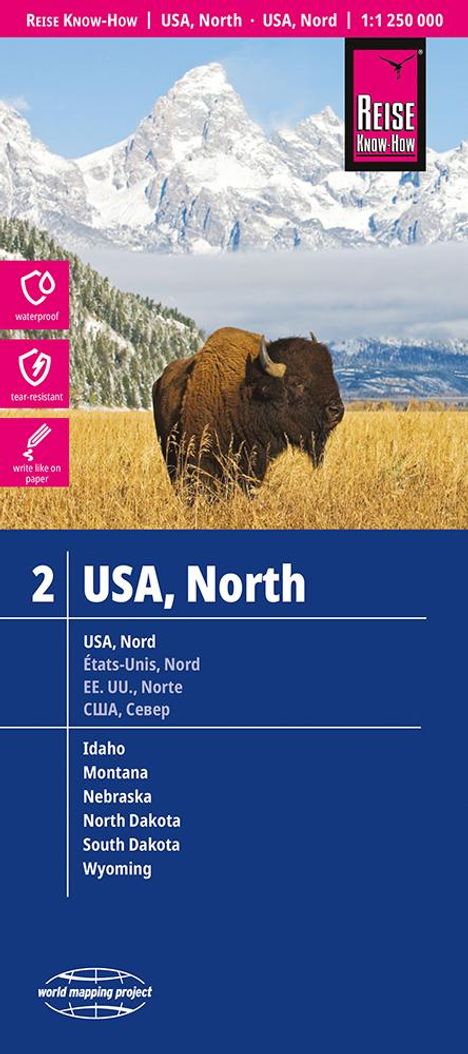 Reise Know-How Landkarte USA 02 Nord 1 : 1.250.000. Idaho, Montana, Wyoming, North Dakota, South Dakota, Nebraska, Karten