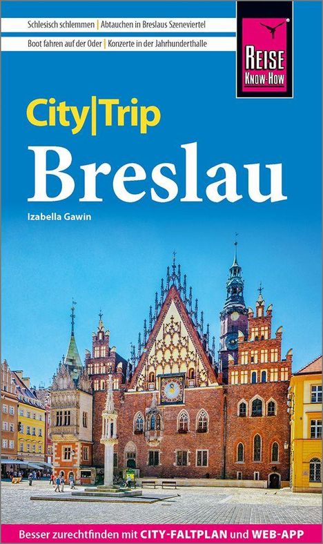 "City|Trip Breslau" von Izabella Gawin. Farbenfrohes Rathaus mit vielen Fenstern und Uhr auf einem historischen Platz.