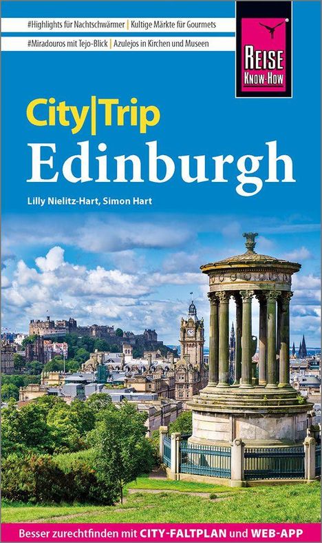#Highlights für Nachtschwärmer | City|Trip Edinburgh. Blick auf ein Monument mit der Altstadt im Hintergrund.