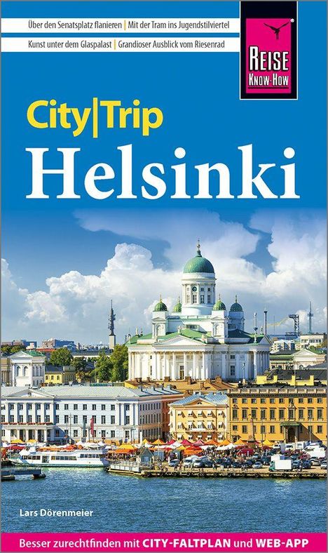 "City|Trip Helsinki" mit Texten über Sehenswürdigkeiten. Bild einer Uferansicht mit Dom und farbigen Gebäuden.