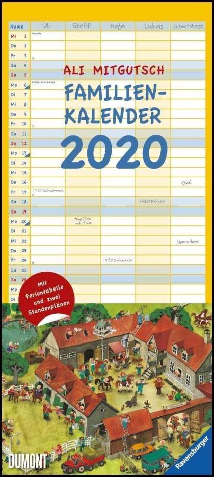 Ali Mitgutsch: Ali Mitgutsch Familienkalender 2020 - Wandkalender - Familienplaner mit 5 Spalten, Diverse