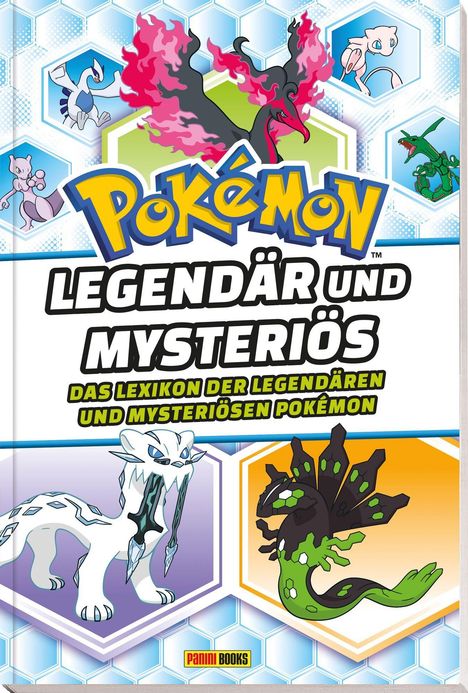"LEGENDÄR UND MYSTERIÖS: Das Lexikon der legendären und mysteriösen Pokémon" auf einem bunten Cover mit Pokémon-Illustrationen.