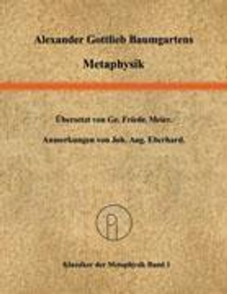 Alexander Gottlieb Baumgarten: Metaphysik, Buch