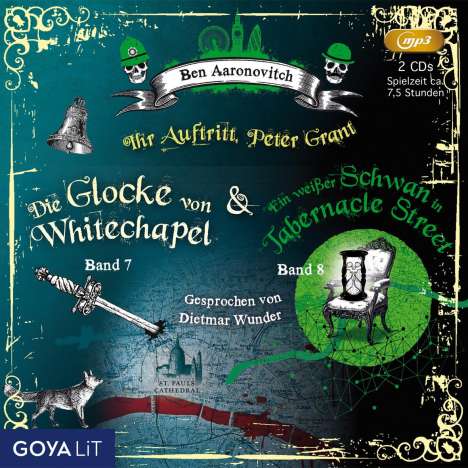 Ben Aaronovitch: Ihr Auftritt, Peter Grant: Die Glocke von Whitechapel (7) - Ein weißer Schwan in Tabernacle Street (8), 2 MP3-CDs